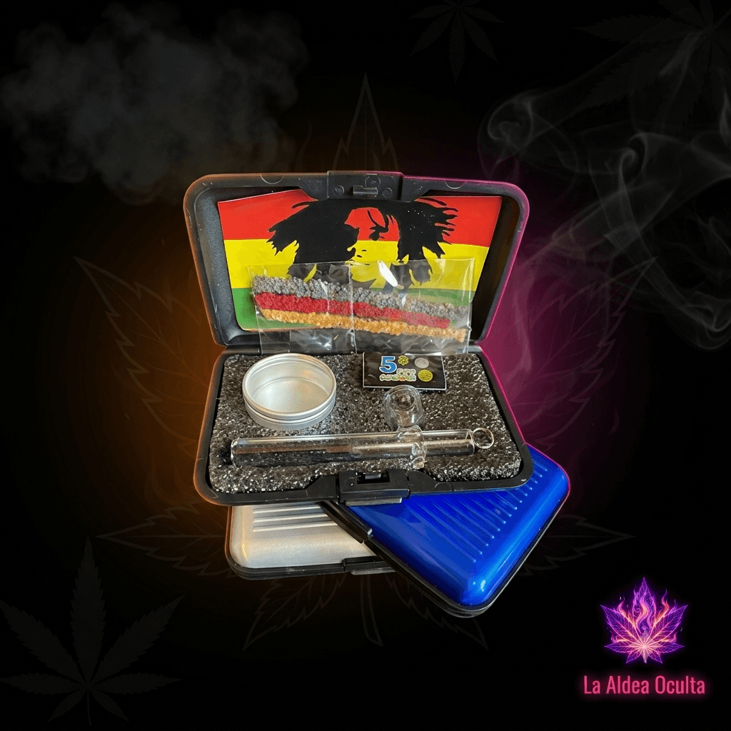 Kit Rasta Pipa de Vidrio con Estuche